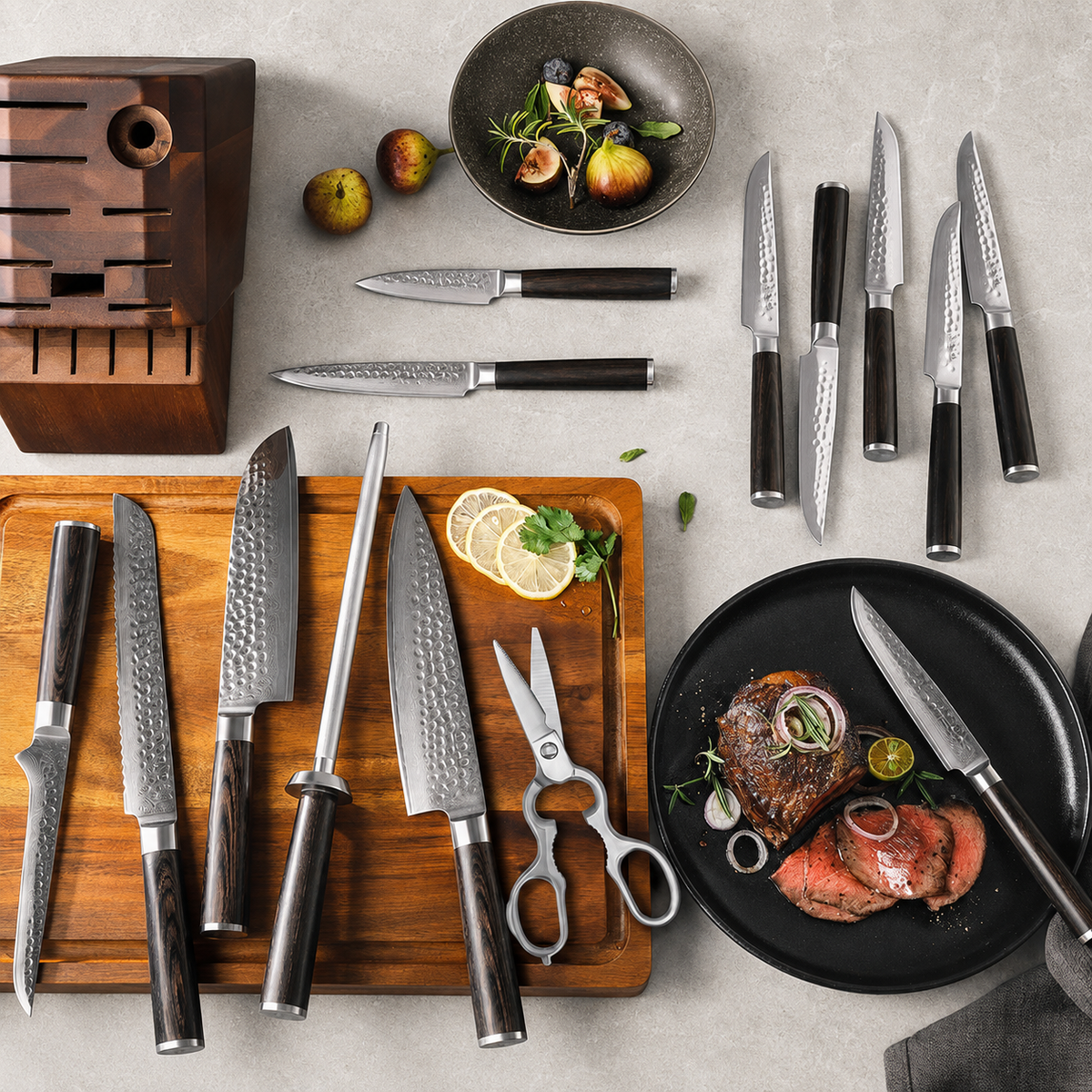 Tsukikage - 15-Piece Knife Block Set 67-Layer Damascus