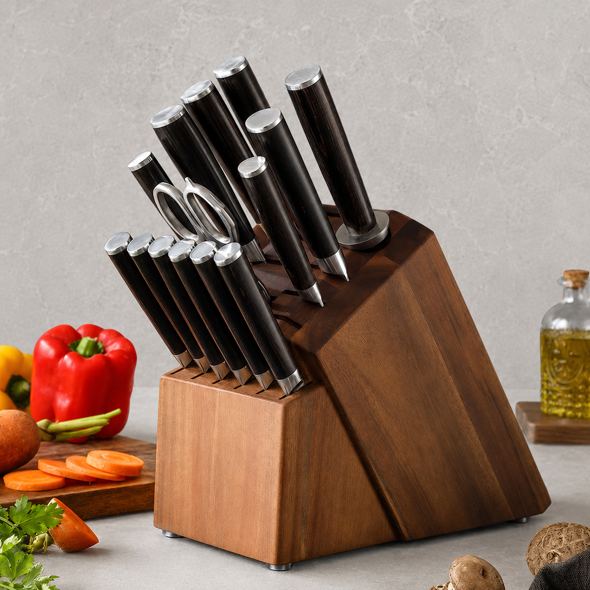 Tsukikage - 15-Piece Knife Block Set 67-Layer Damascus
