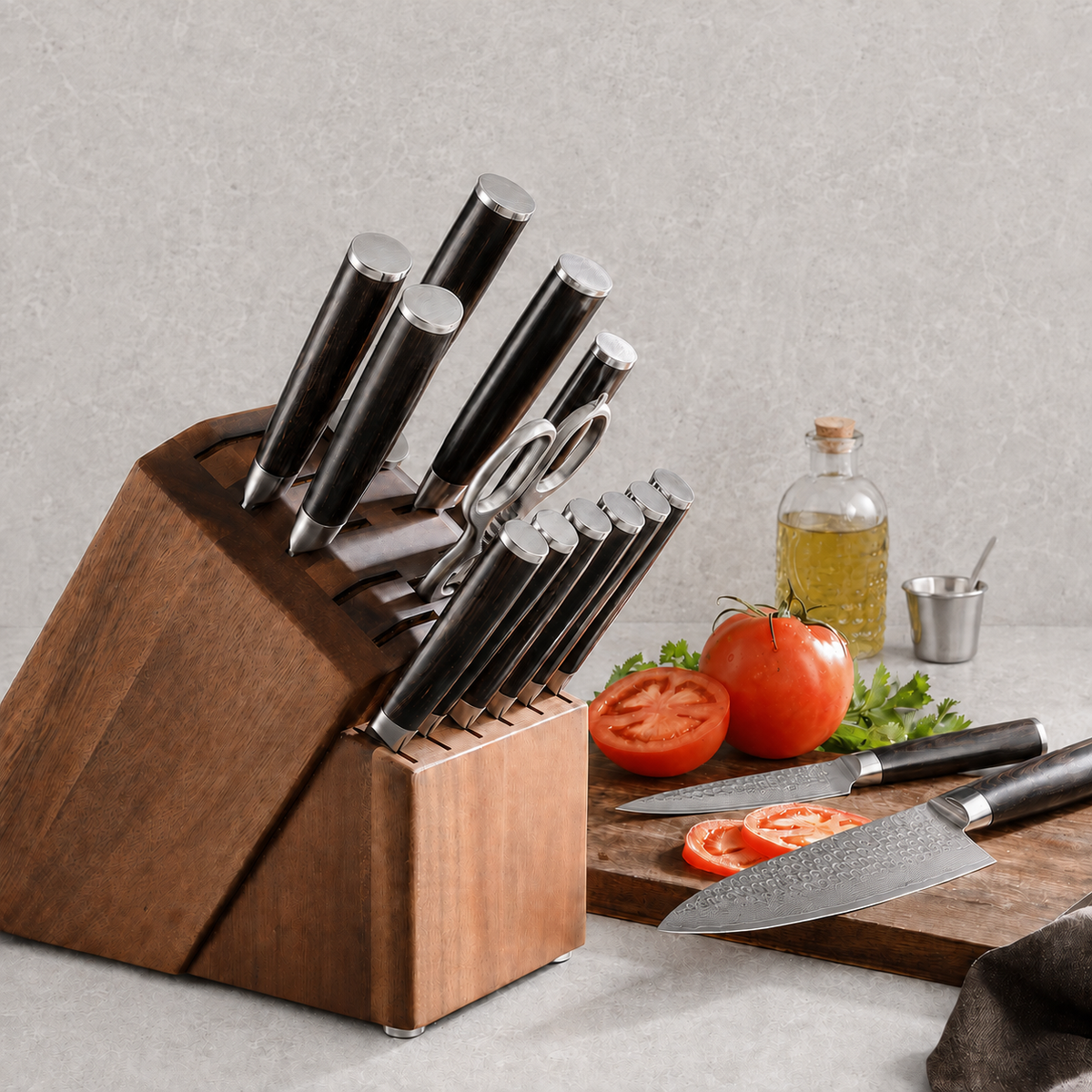 Tsukikage - 15-Piece Knife Block Set 67-Layer Damascus