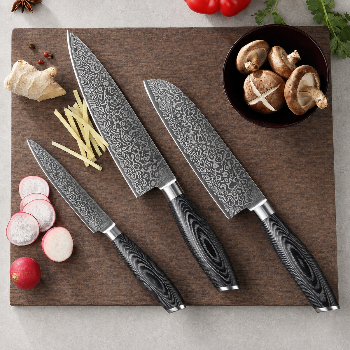 Nenrin - 3-Piece Knife Set 67-Layer Damascus