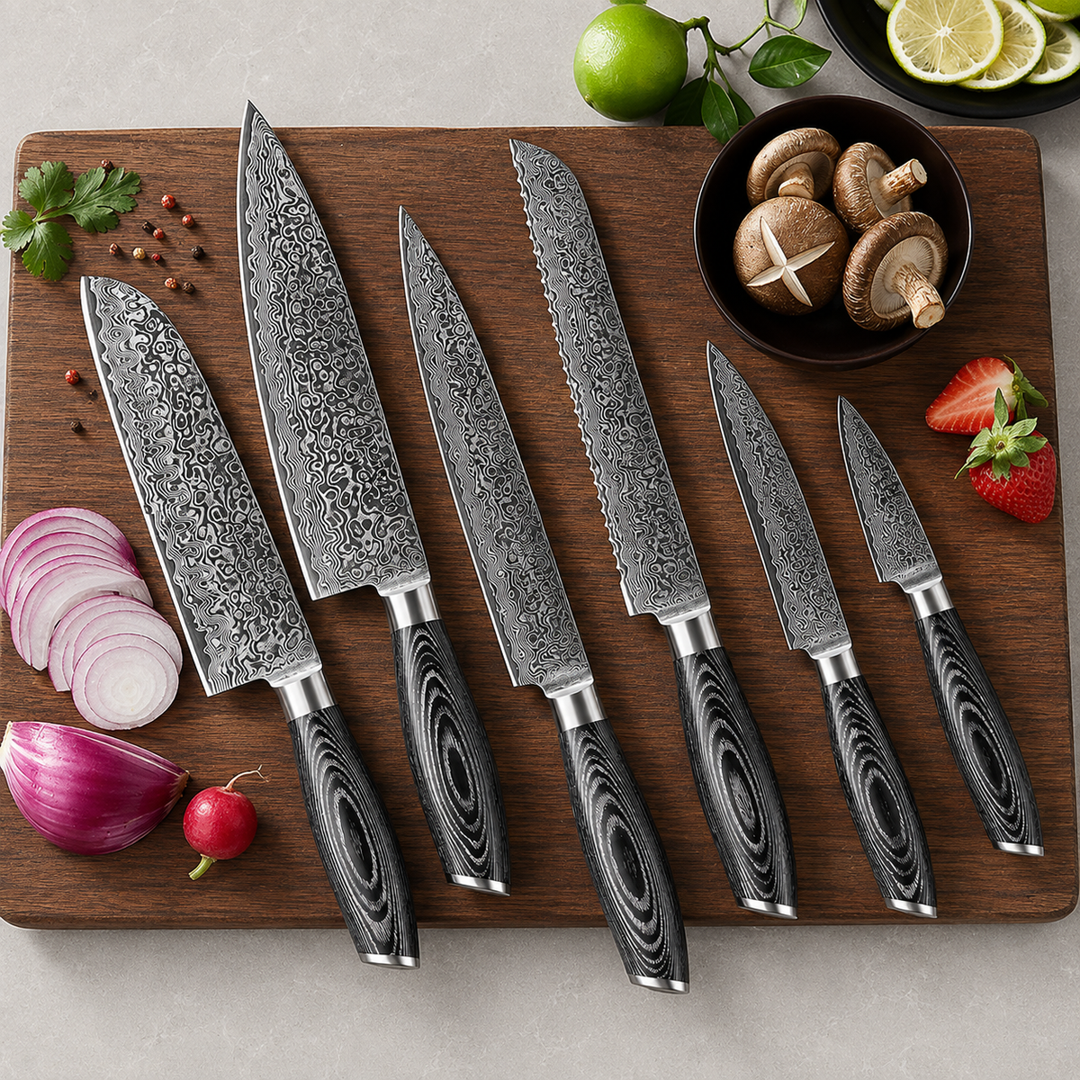 Nenrin - 6-Piece Knife Set 67-Layer Damascus