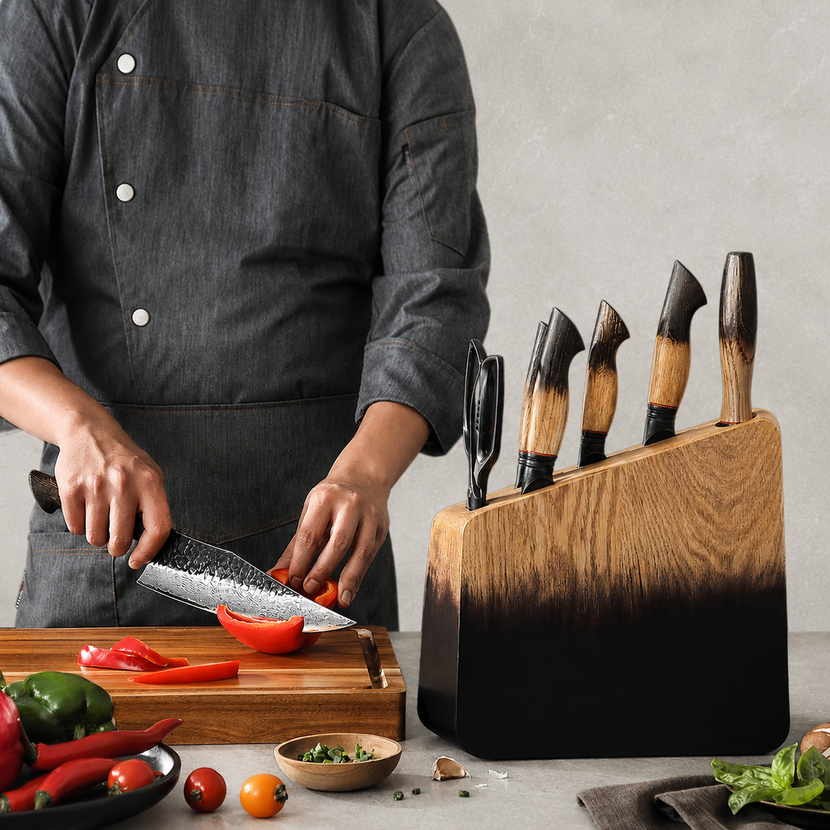 Kogarashi - 8-Piece Knife Block Set 67-Layer Damascus