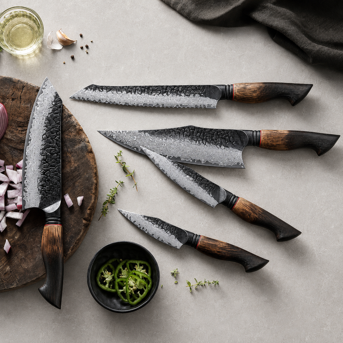 Kogarashi - 5-Piece Knife Set 67-Layer Damascus