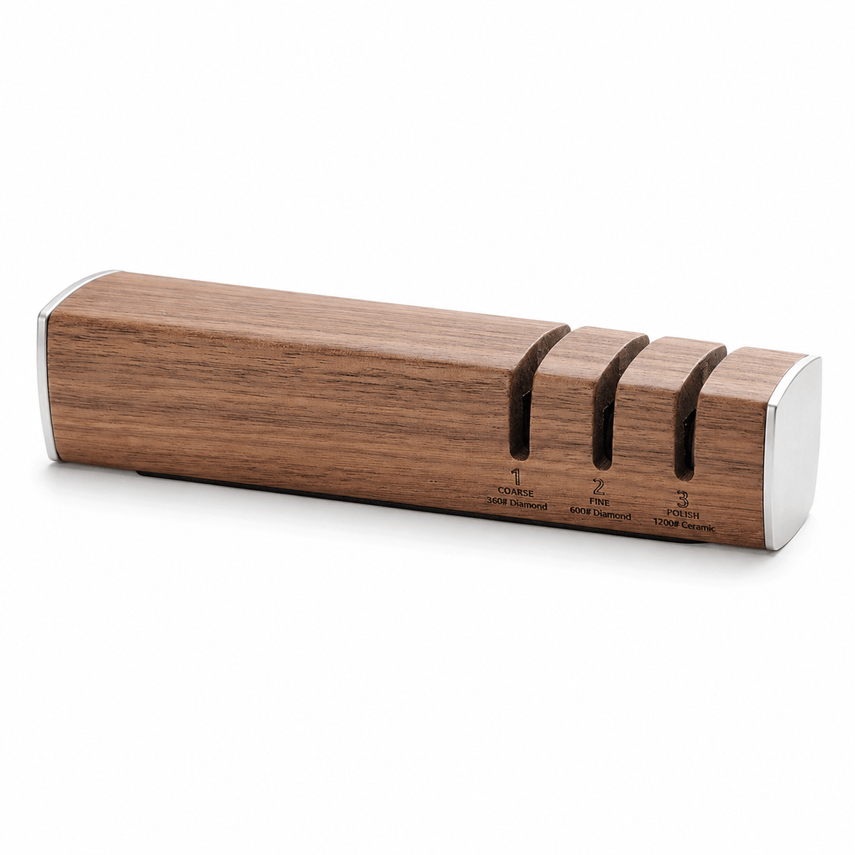 Meito Knives 3-in-1 Knife Sharpener Walnut Wood