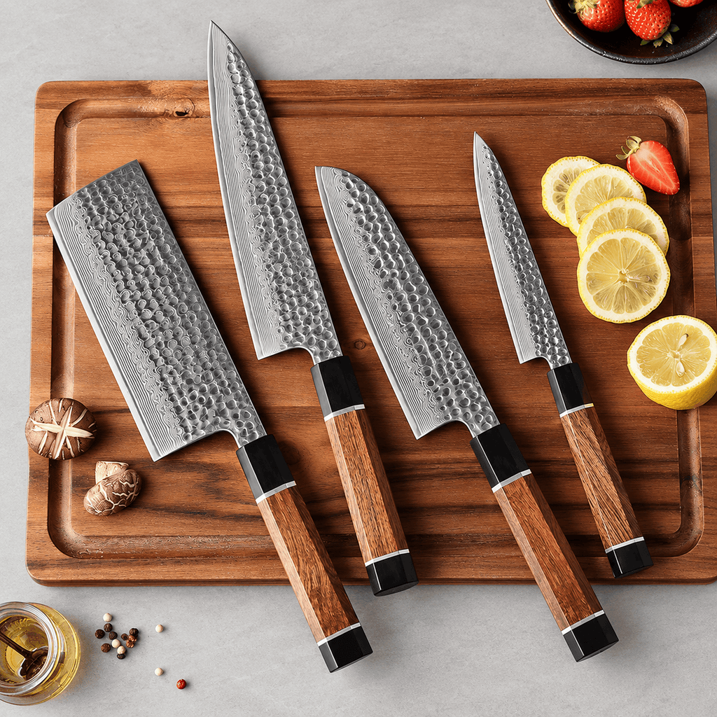 Meito Knives Arashi - 4-Piece Knife Set Damascus