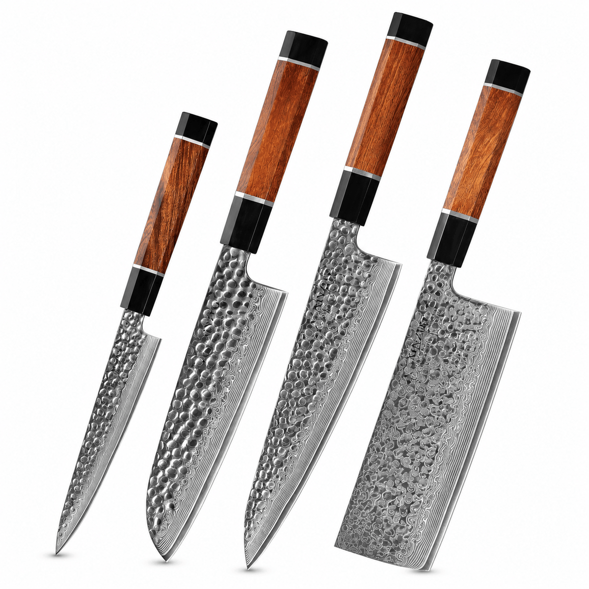 Meito Knives Arashi - 4-Piece Knife Set Damascus