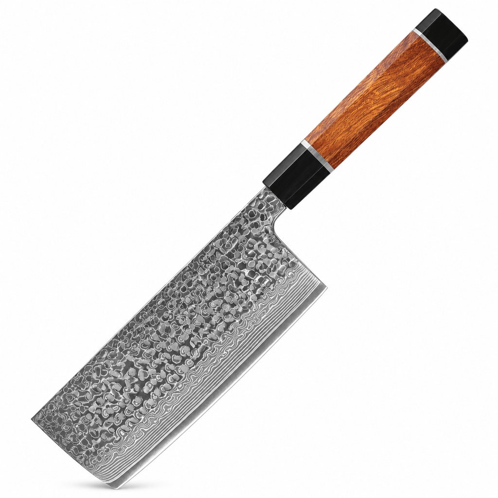 Meito Knives Arashi - Nakiri Knife 67-Layer Damascus 6.8"