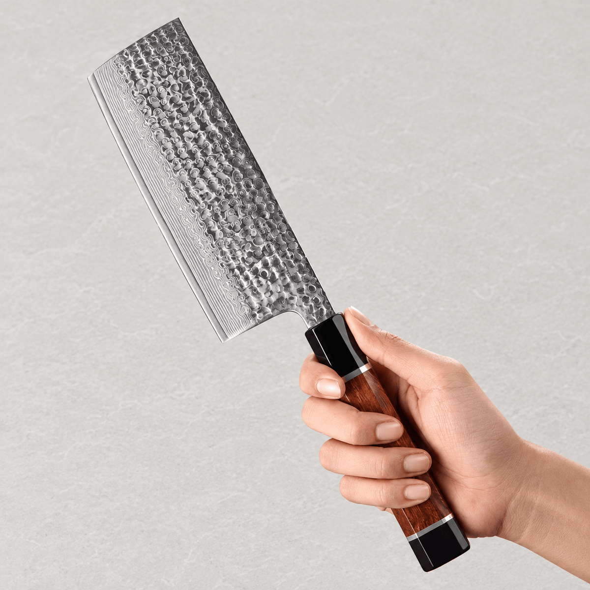Meito Knives Arashi - Nakiri Knife 67-Layer Damascus 6.8"