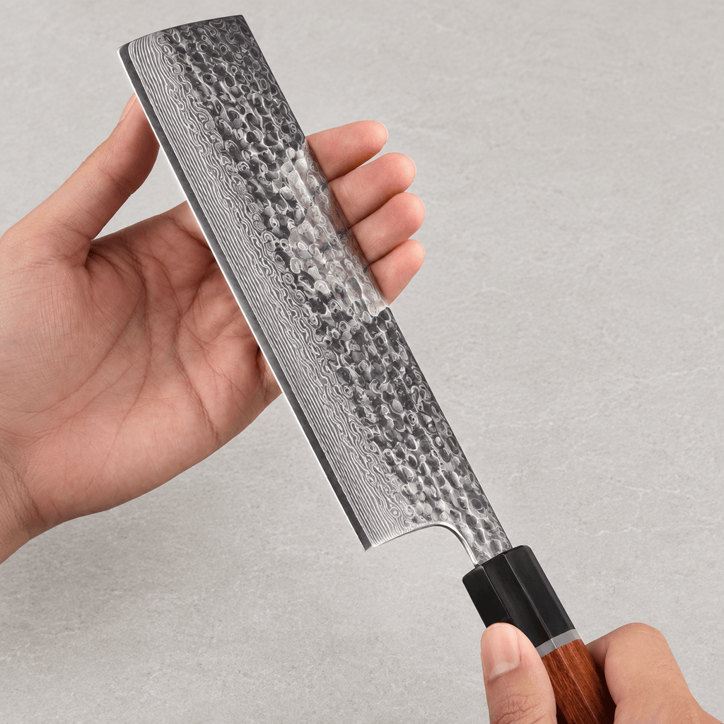 Meito Knives Arashi - Nakiri Knife 67-Layer Damascus 6.8"