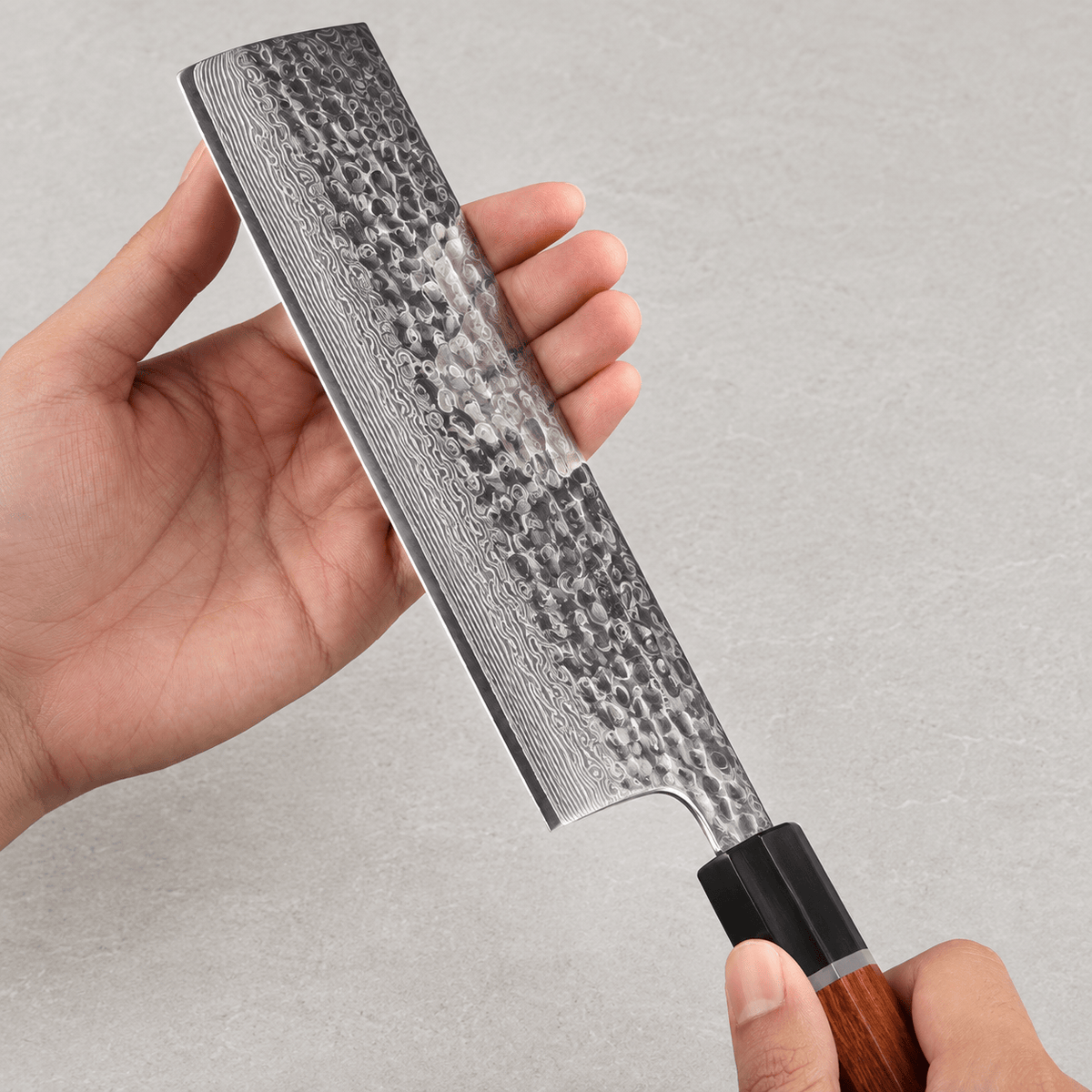 Meito Knives Arashi - Nakiri Knife 67-Layer Damascus 6.8"