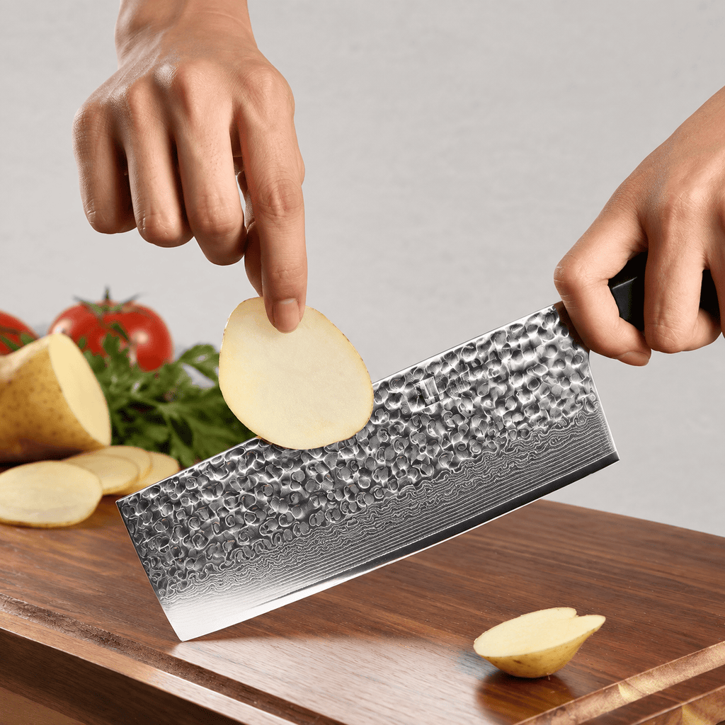 Meito Knives Arashi - Nakiri Knife 67-Layer Damascus 6.8"