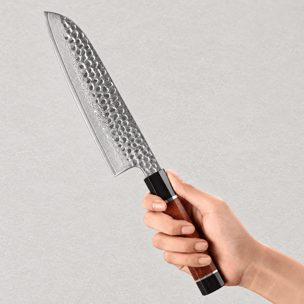 Meito Knives Arashi - Santoku Knife 67-Layer Damascus 7"