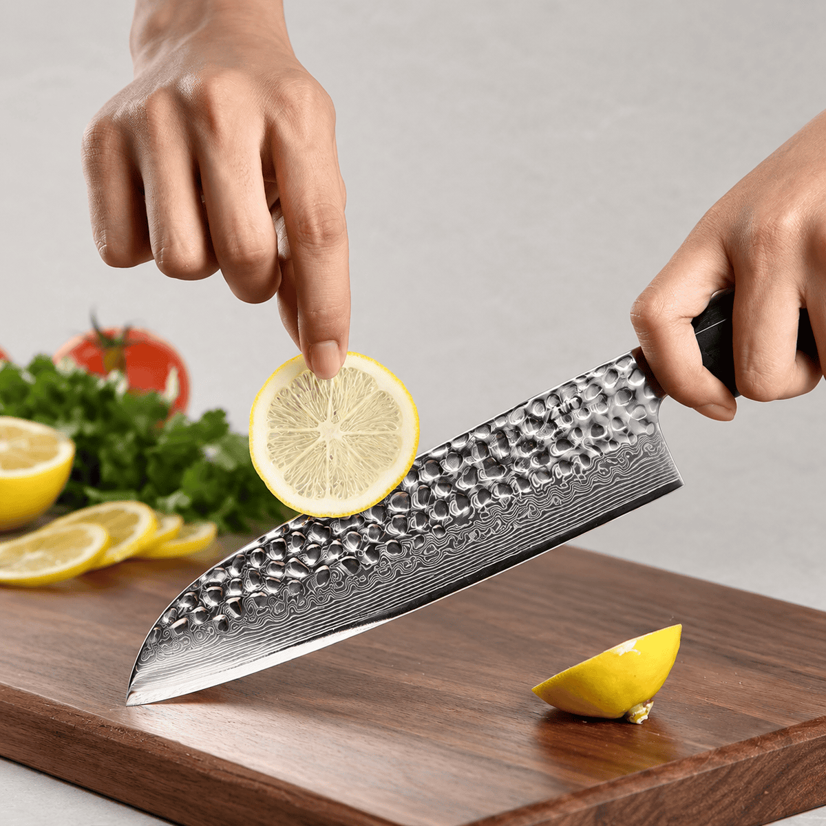 Meito Knives Arashi - Santoku Knife 67-Layer Damascus 7"