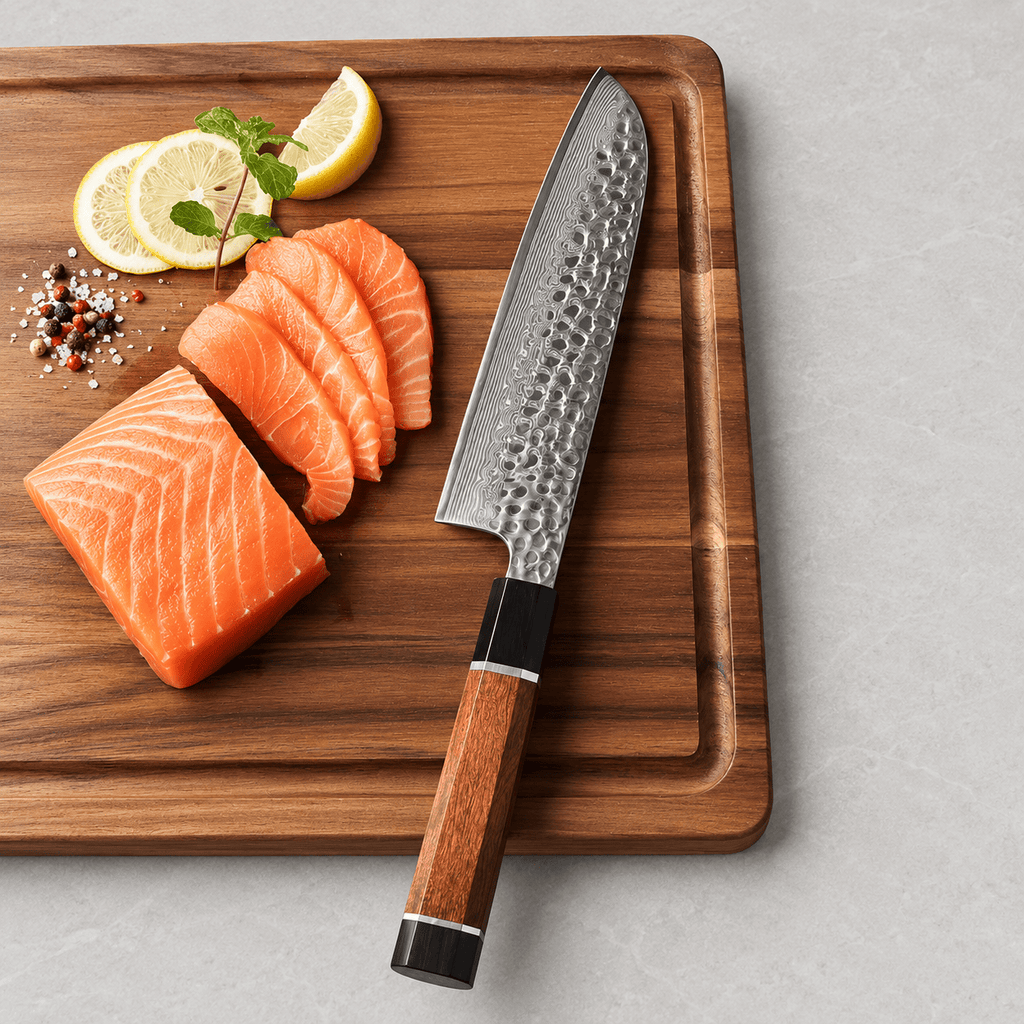 Meito Knives Arashi - Santoku Knife 67-Layer Damascus 7"