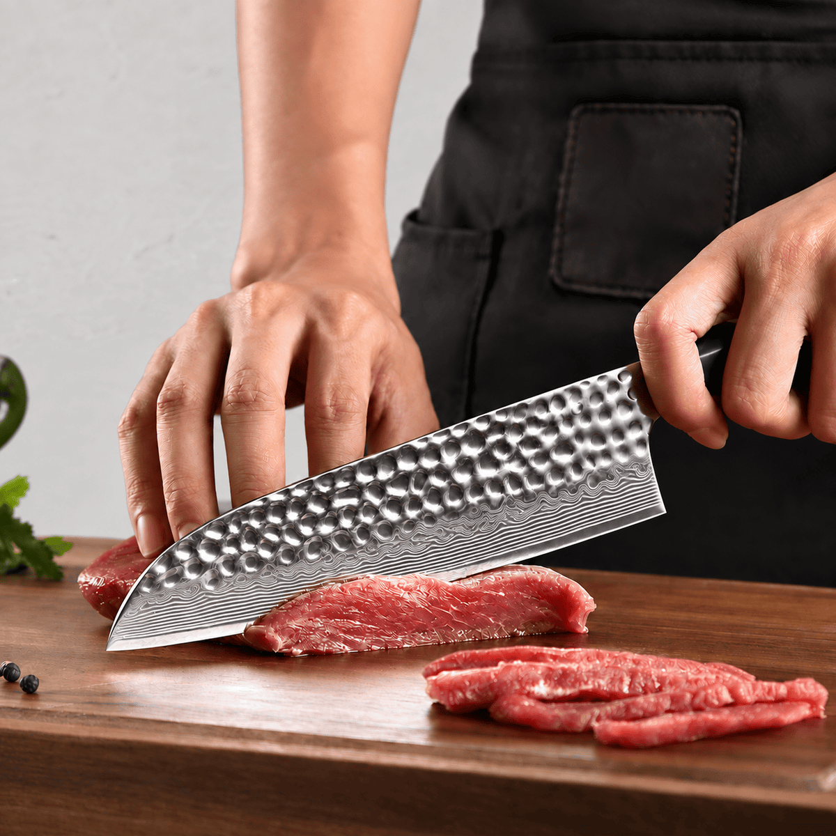 Meito Knives Arashi - Santoku Knife 67-Layer Damascus 7"