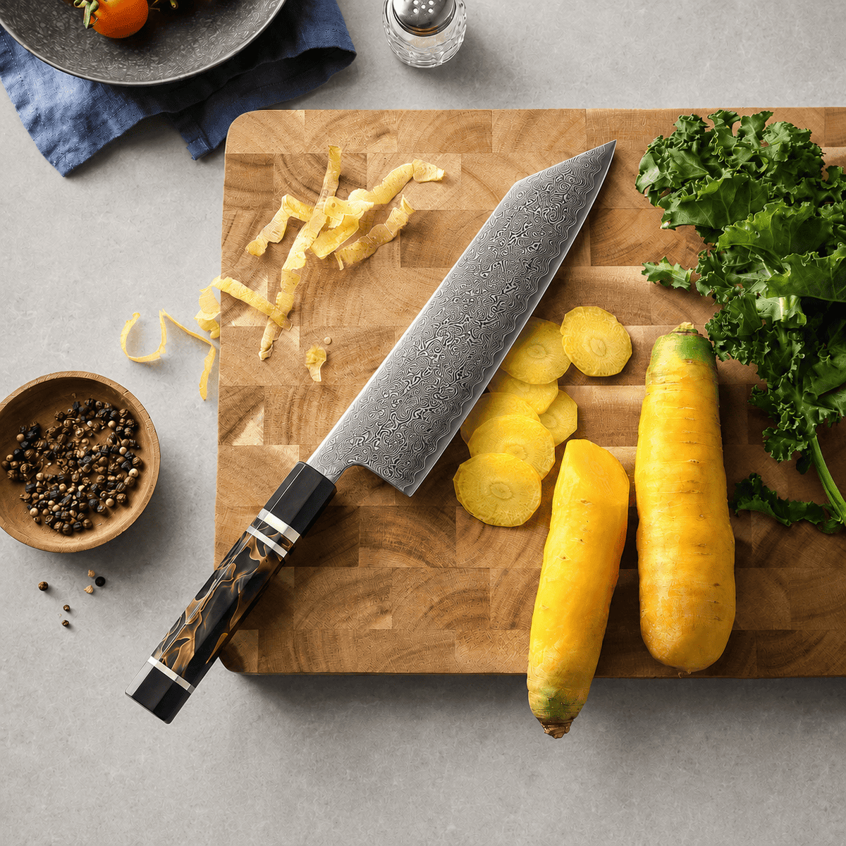 Meito Knives Enjin - Bunka Knife Damascus 8.3"