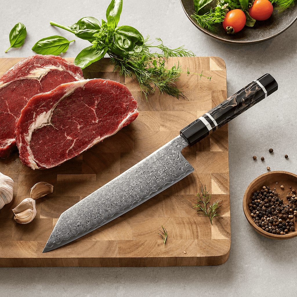 Meito Knives Enjin - Bunka Knife Damascus 8.3"