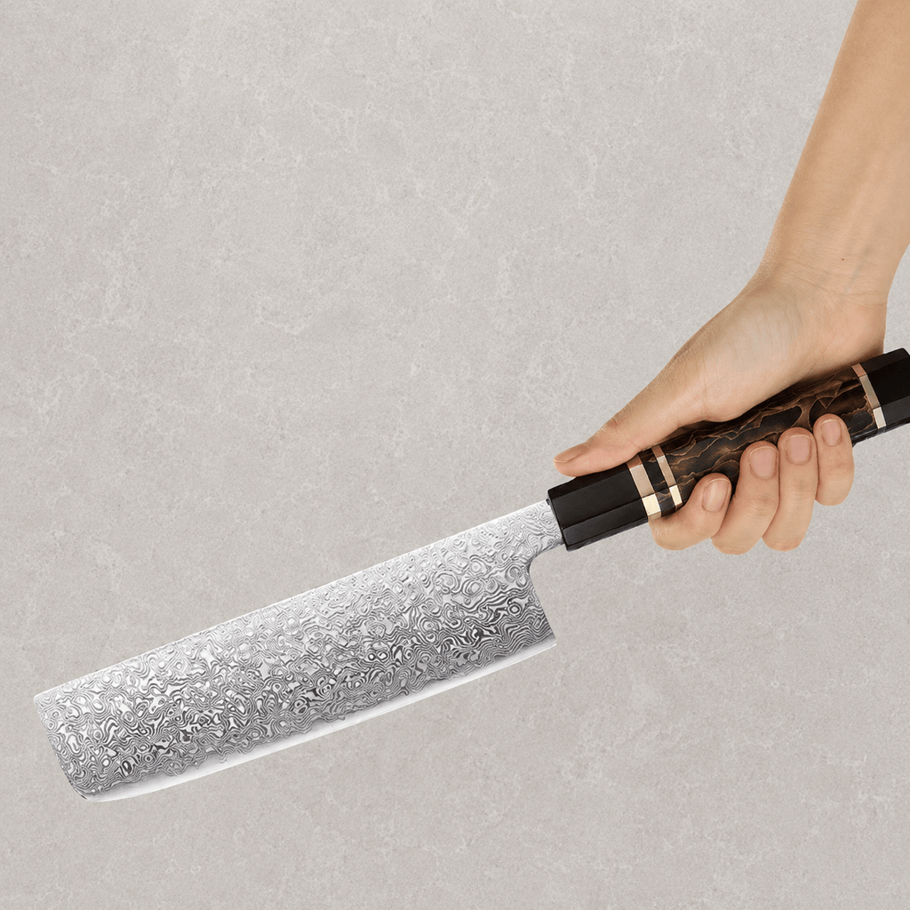 Meito Knives Enjin - Nakiri Knife Damascus 7"