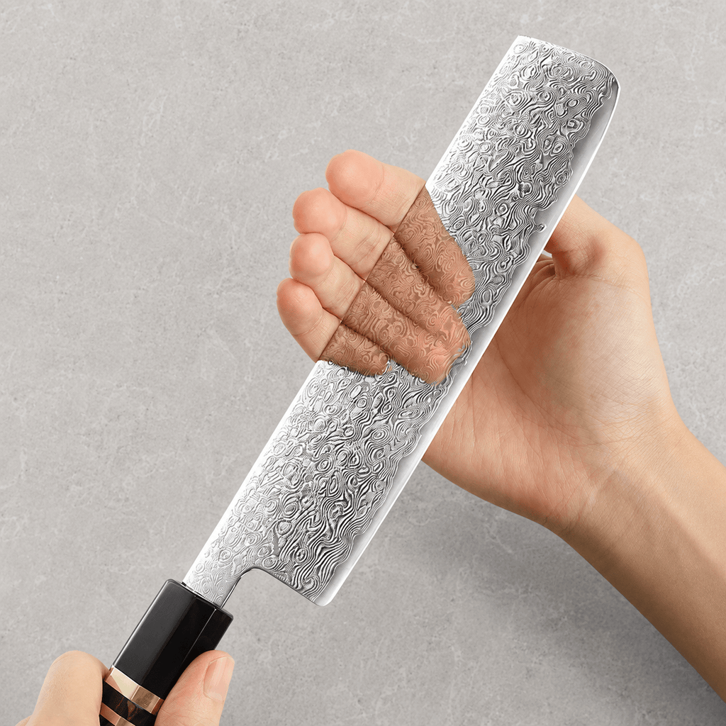 Meito Knives Enjin - Nakiri Knife Damascus 7"