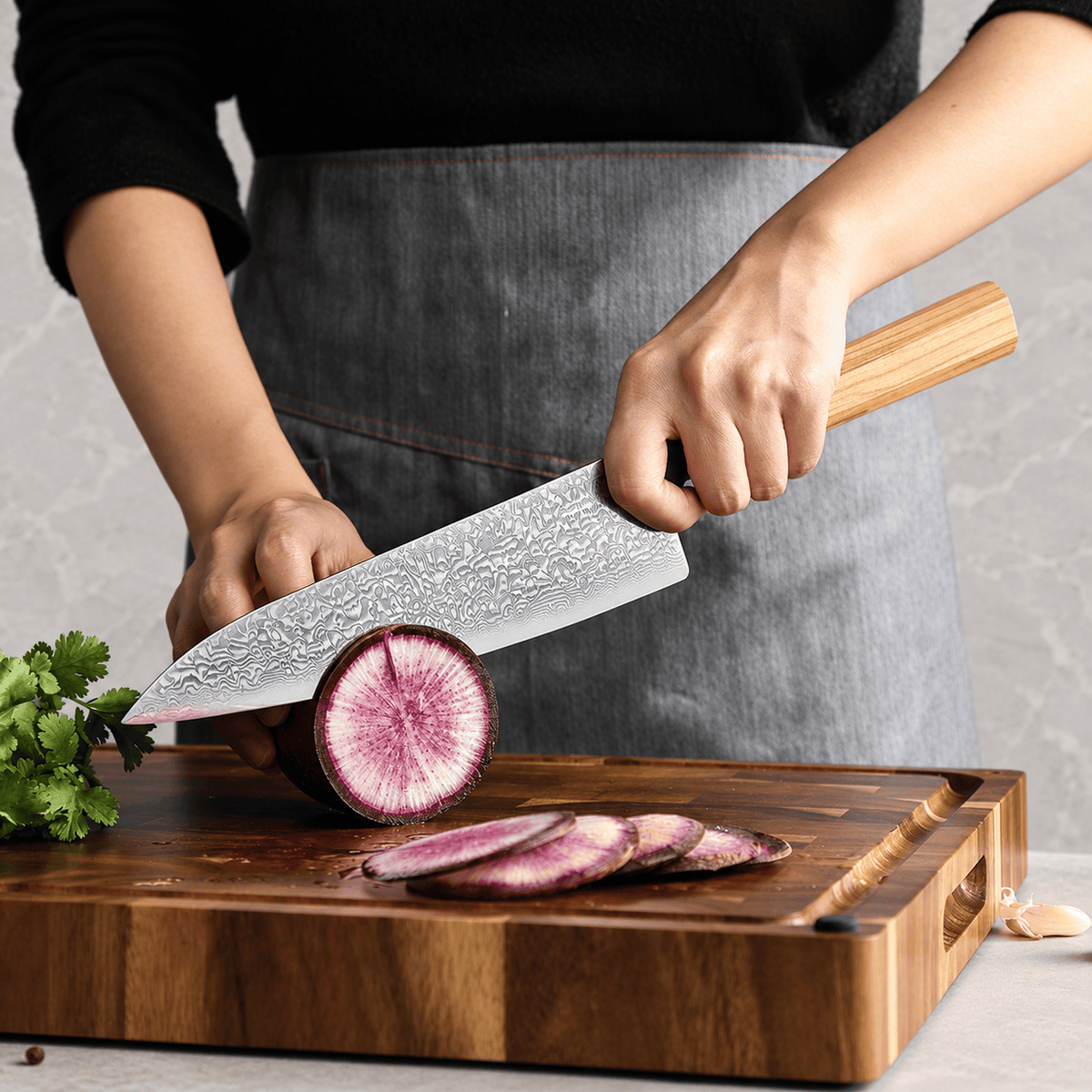 Meito Knives Kaede - Chef Knife Damascus 8.5"