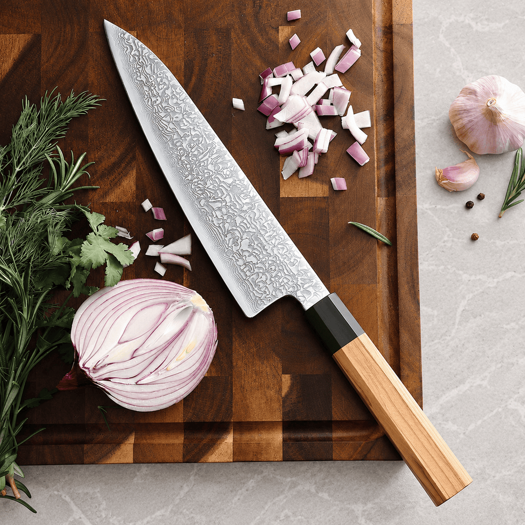Meito Knives Kaede - Chef Knife Damascus 8.5"