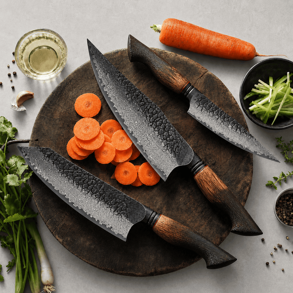 Meito Knives Kogarashi - 3-Piece Knife Set 67-Layer Damascus