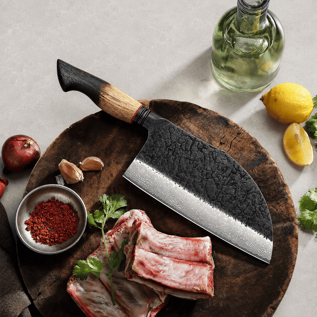 Meito Knives Kogarashi - Bone Chopper Knife Damascus 7.3"