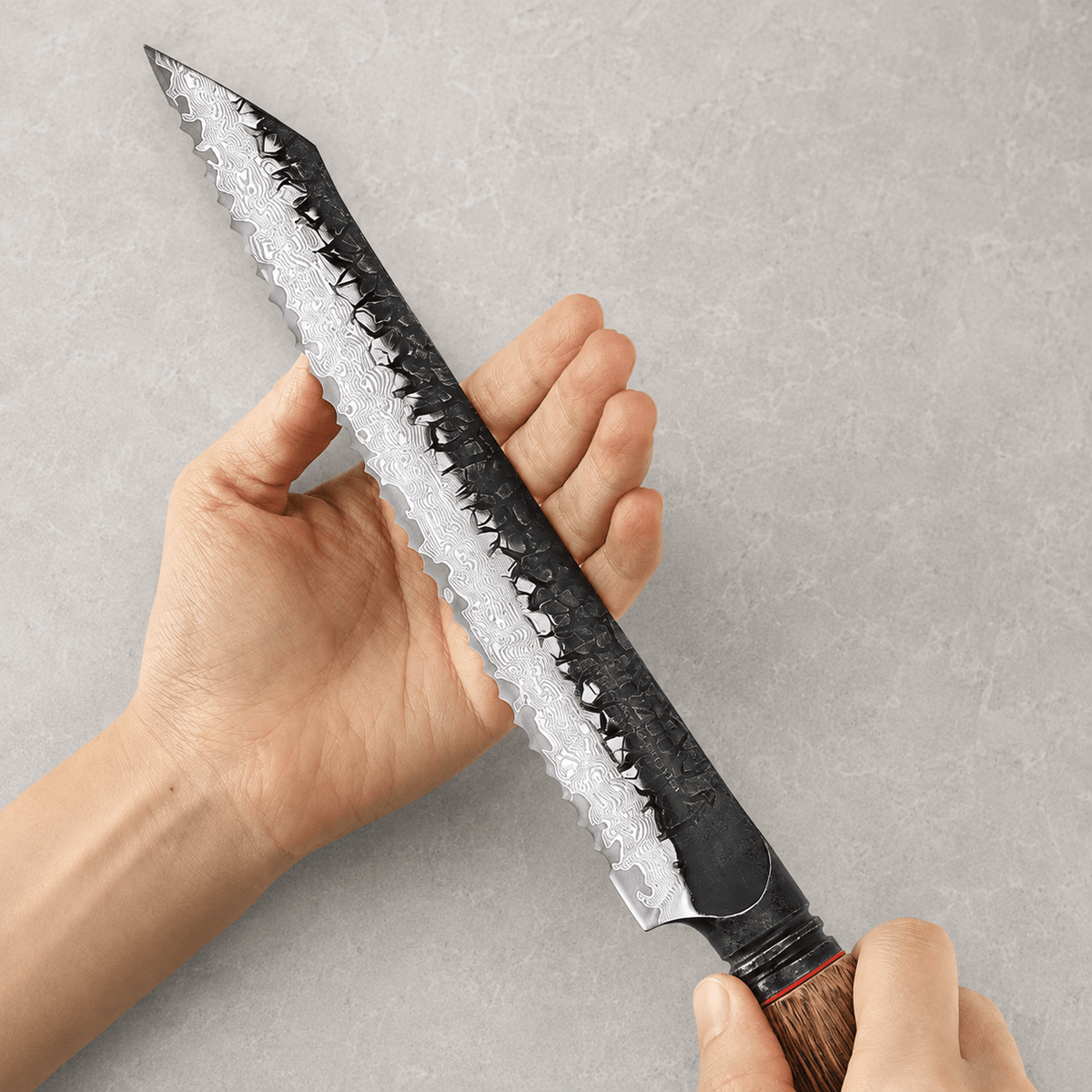 Meito Knives Kogarashi - Bread Knife Damascus 8"