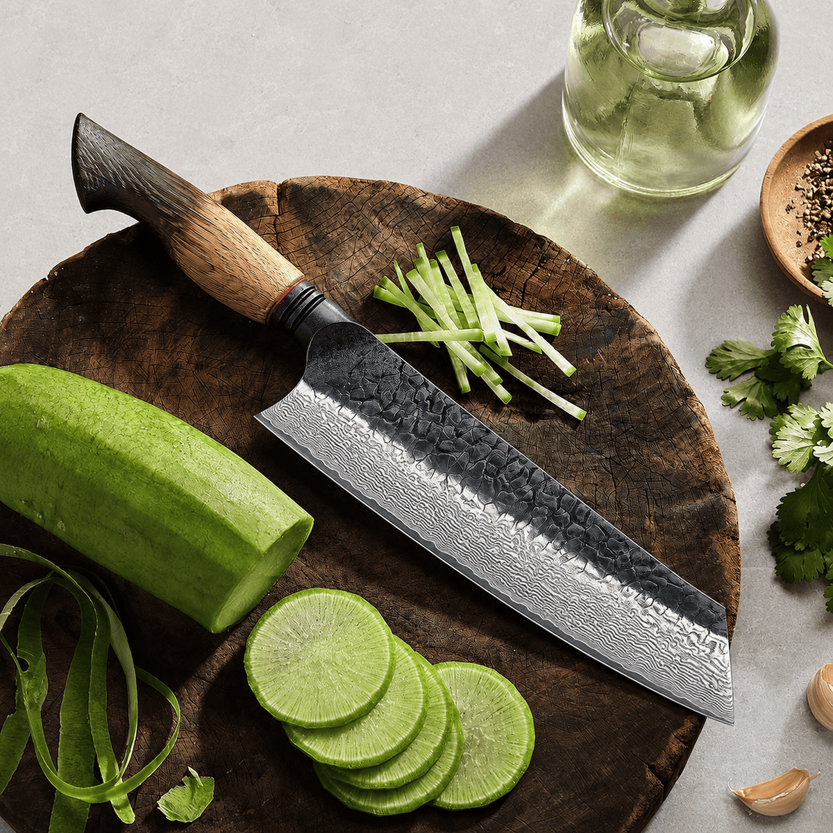 Meito Knives Kogarashi - Bunka Knife Damascus 8.5"