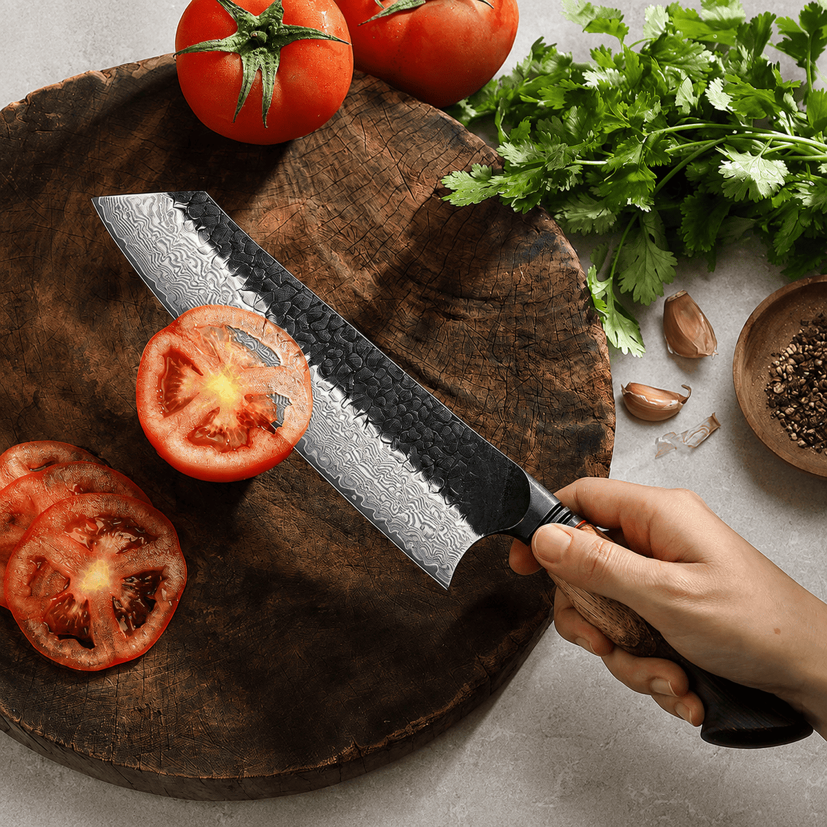Meito Knives Kogarashi - Bunka Knife Damascus 8.5"