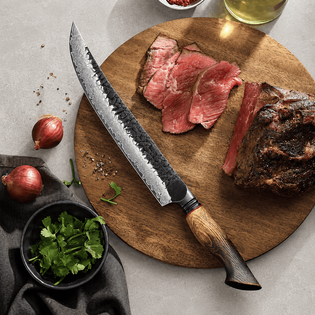 Meito Knives Kogarashi - Carving Knife Damascus 10"