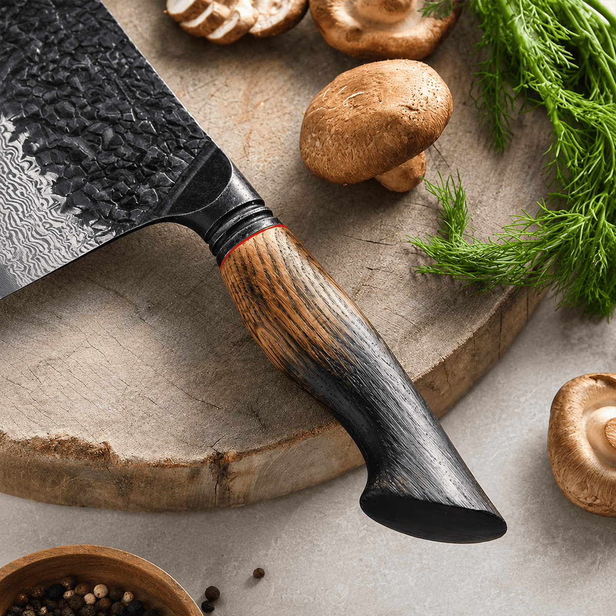 Meito Knives Kogarashi - Cleaver Knife Damascus 7"