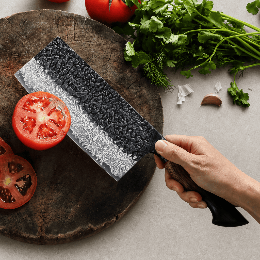 Meito Knives Kogarashi - Cleaver Knife Damascus 7"