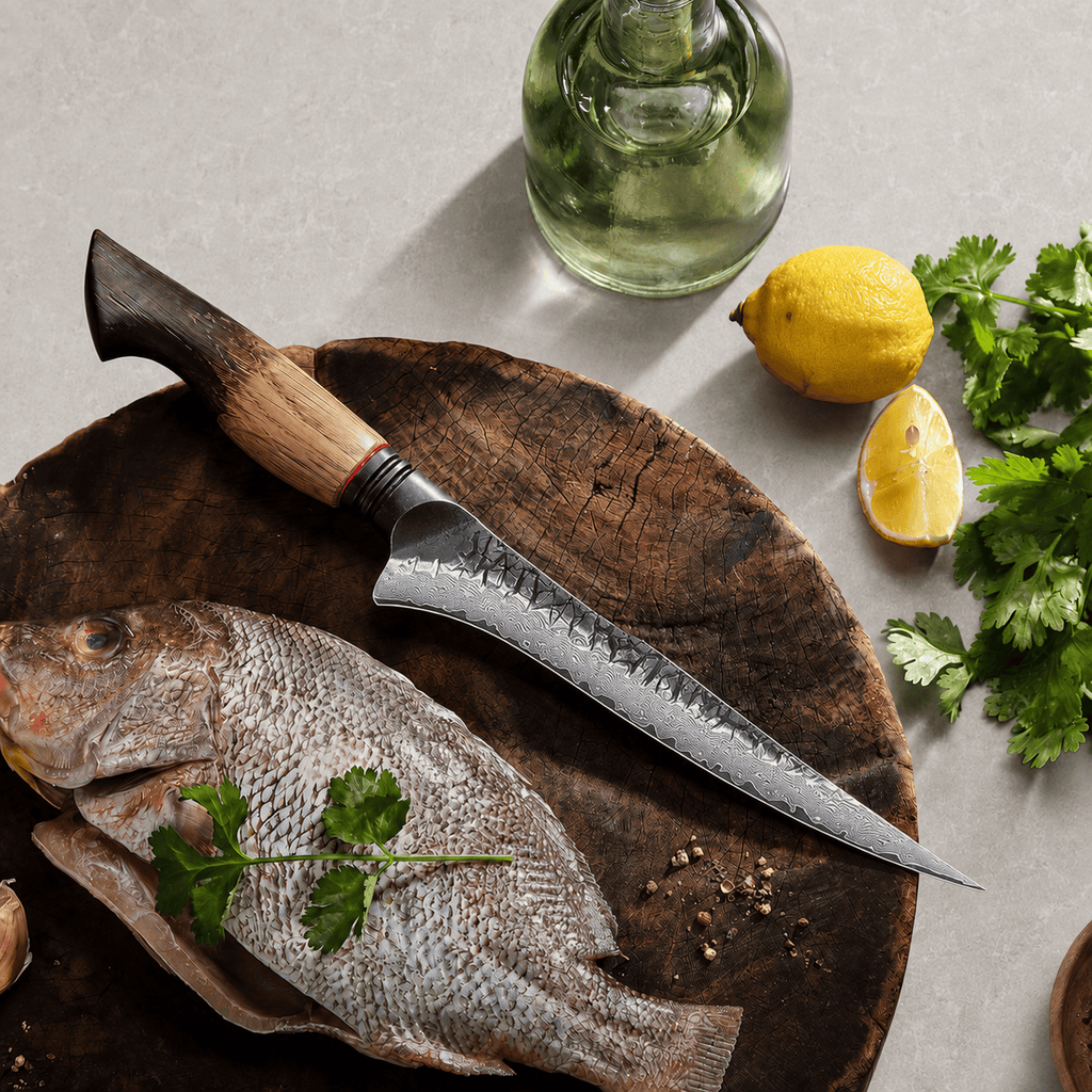 Meito Knives Kogarashi - Filleting Knife Damascus 7.5"