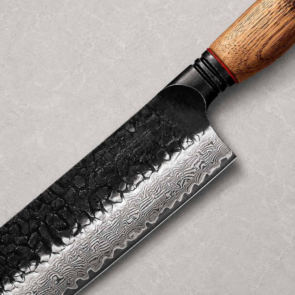 Meito Knives Kogarashi - Nakiri Knife Damascus 6.8"
