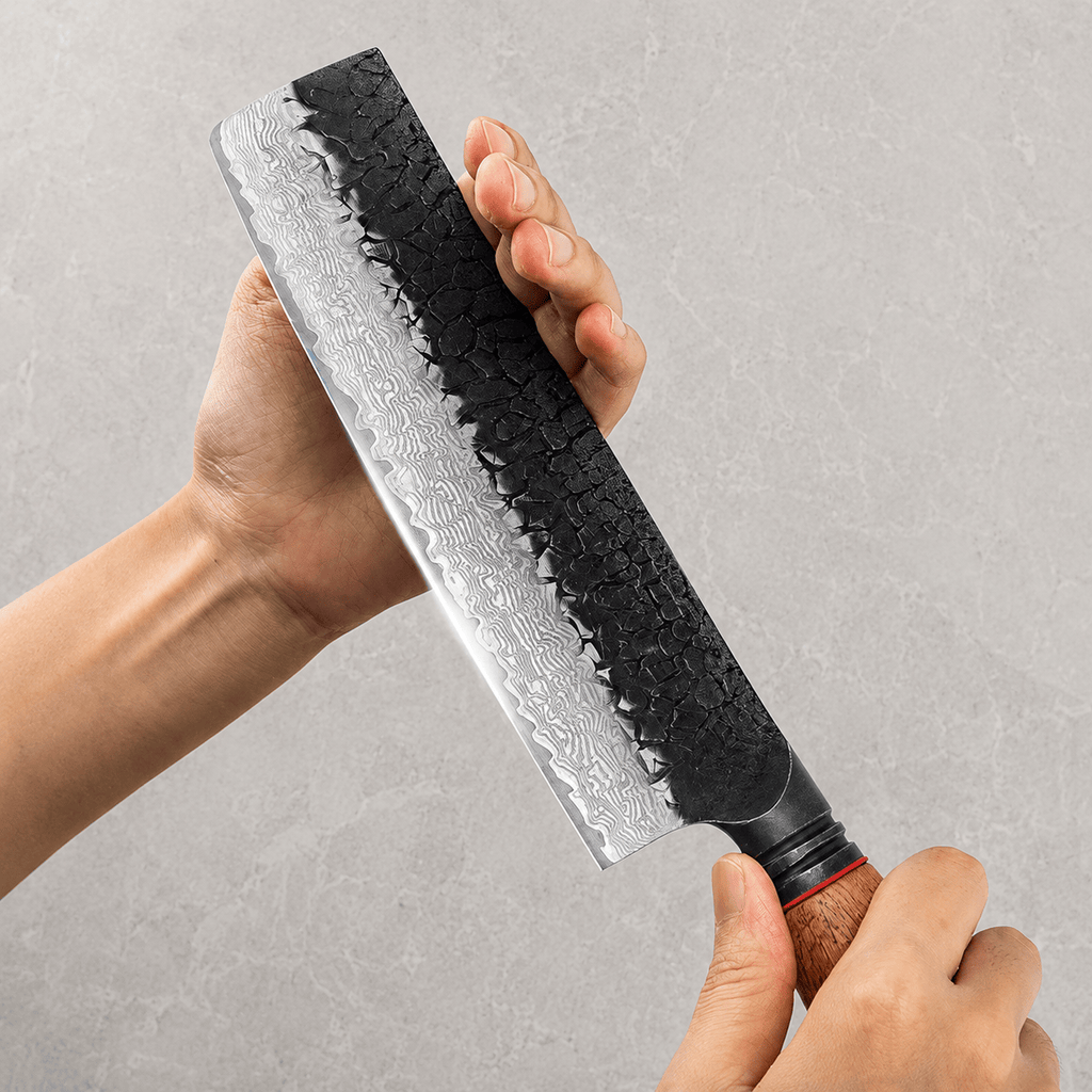 Meito Knives Kogarashi - Nakiri Knife Damascus 6.8"