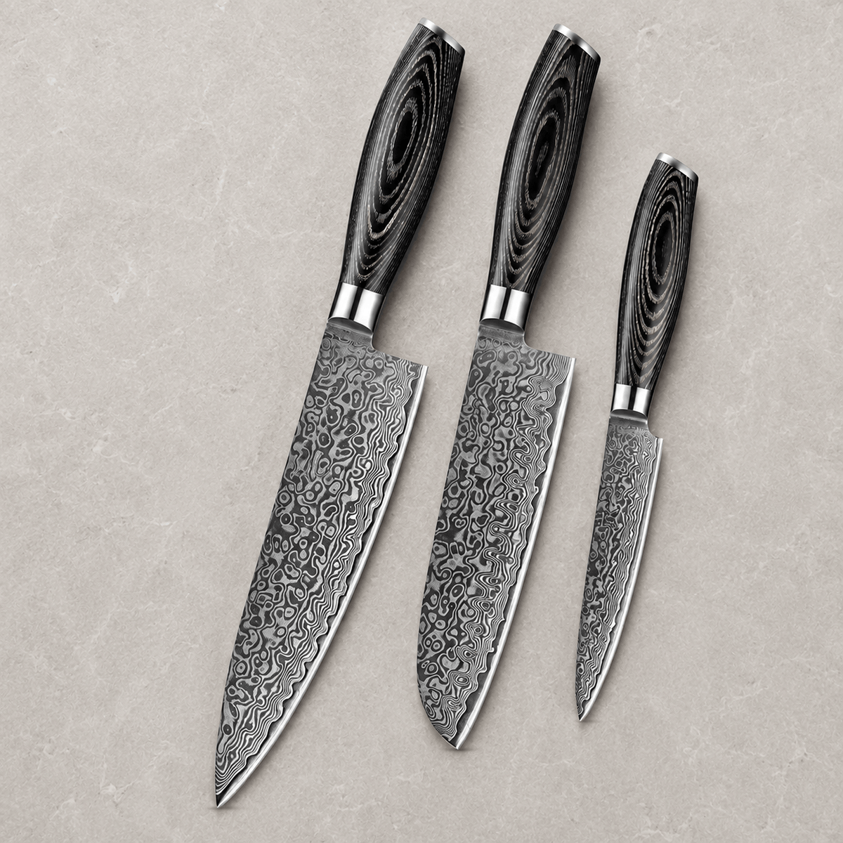 Meito Knives Nenrin - 3-Piece Knife Set 67-Layer Damascus