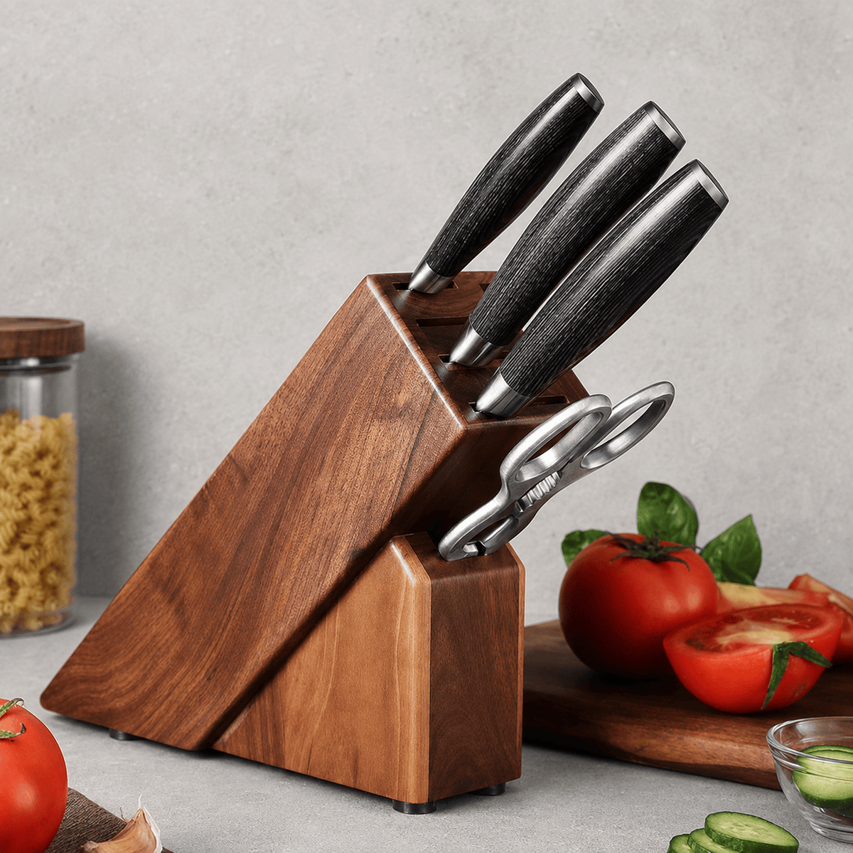 Meito Knives Nenrin - 5-Piece Knife Block Set 67-Layer Damascus