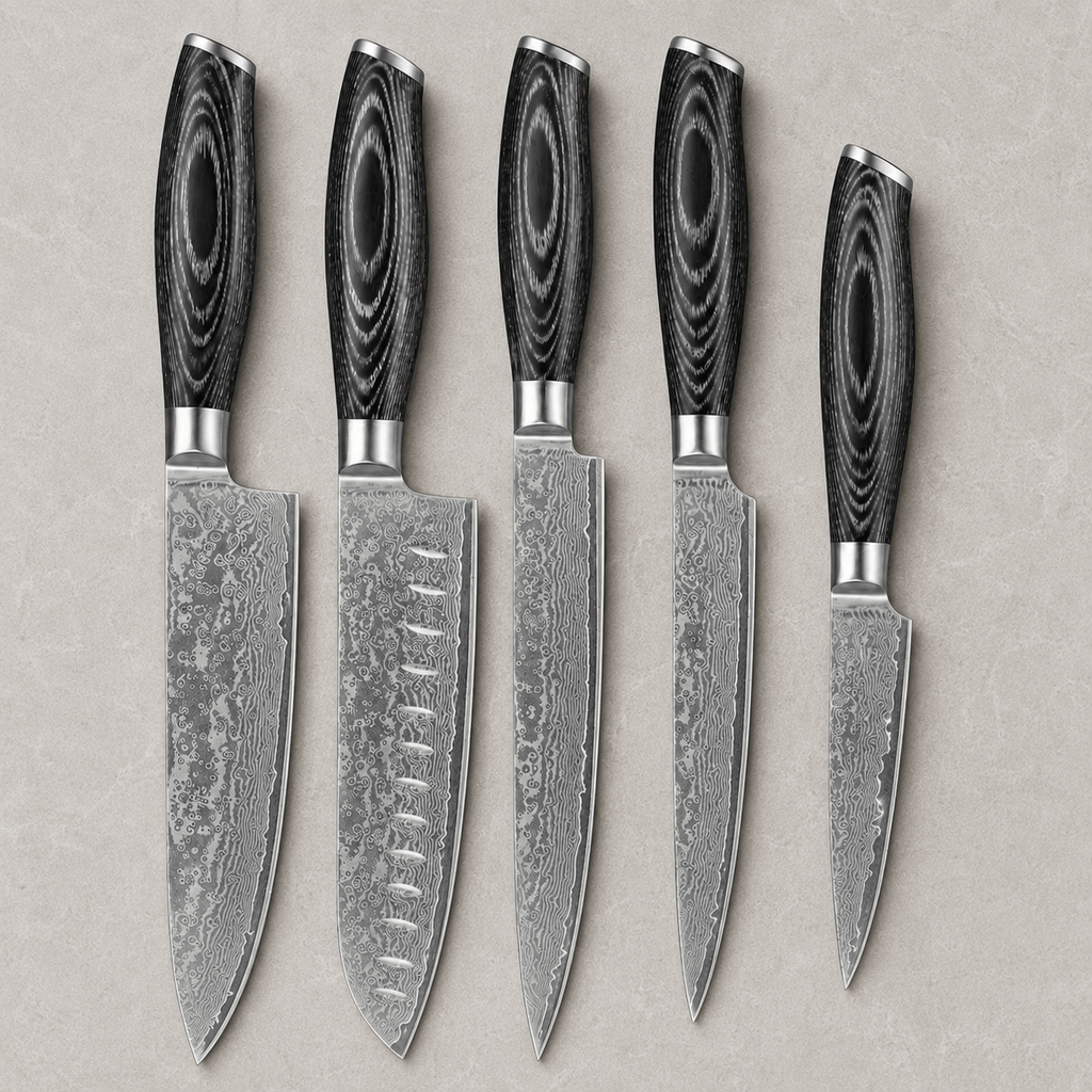 Meito Knives Nenrin - 5-Piece Knife Set 67-Layer Damascus