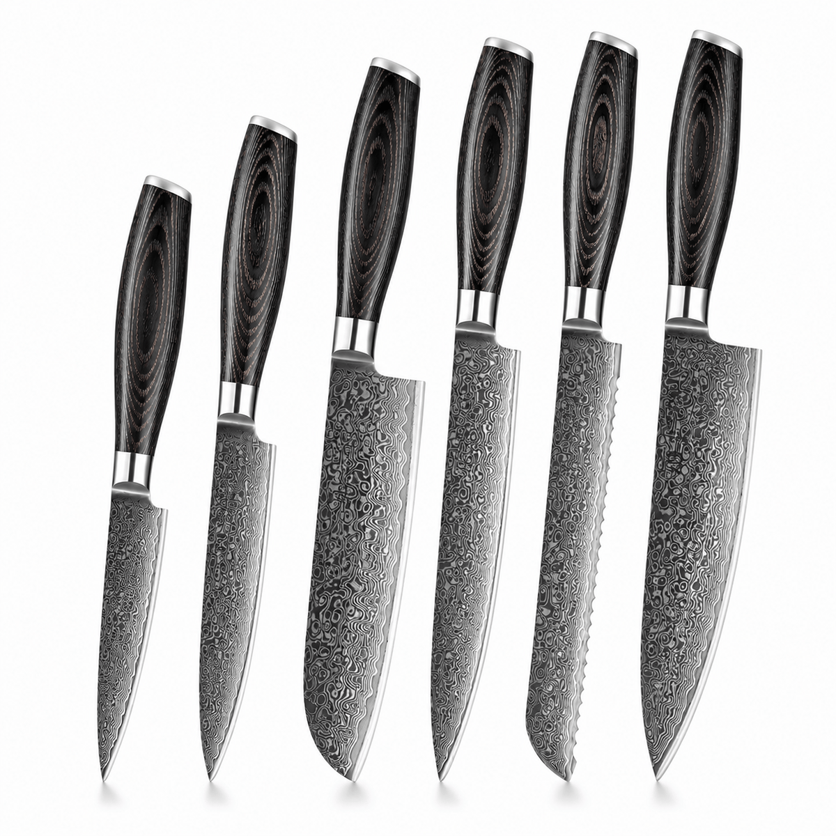 Meito Knives Nenrin - 6-Piece Knife Set 67-Layer Damascus