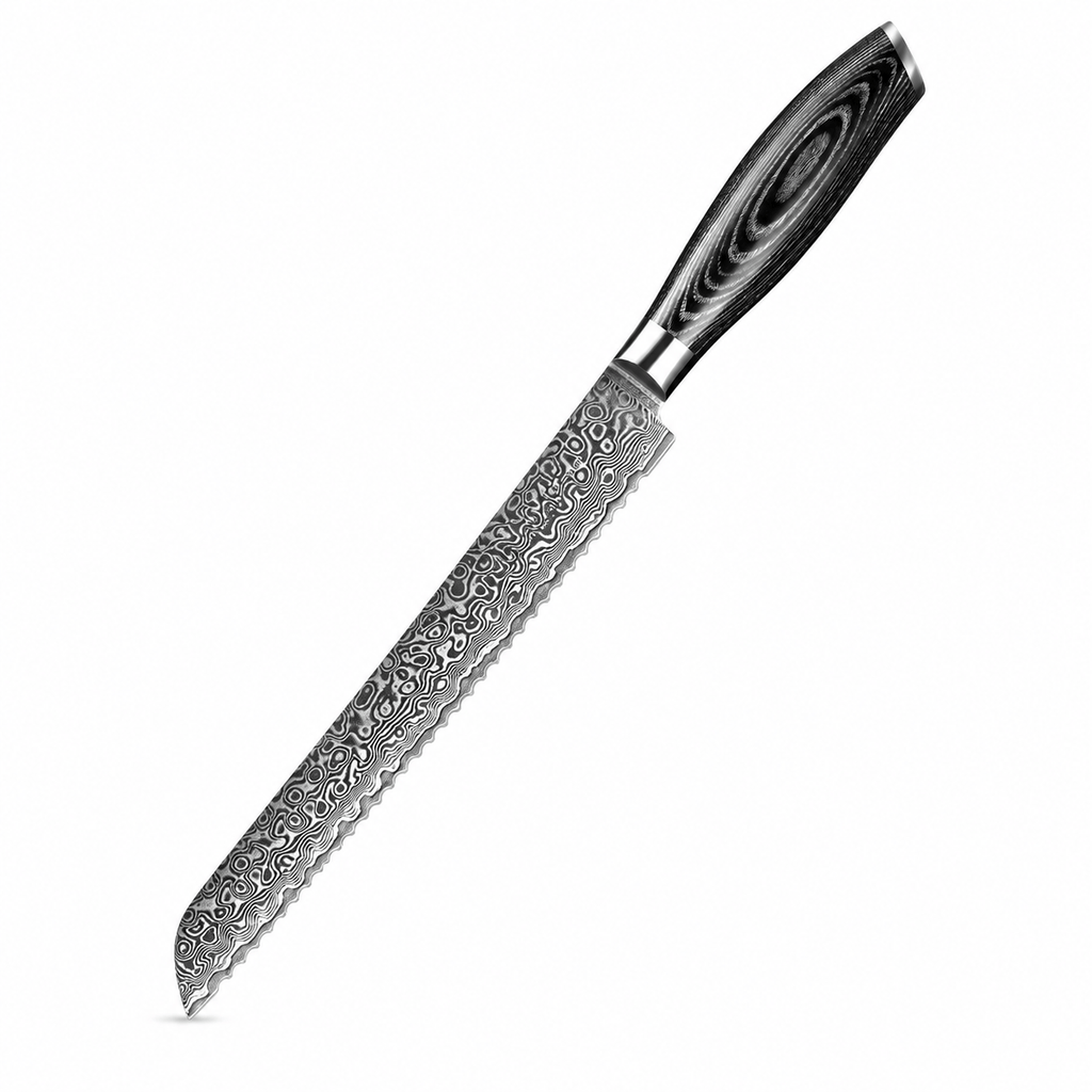 Meito Knives Nenrin - Bread Knife 67-Layer Damascus 8"