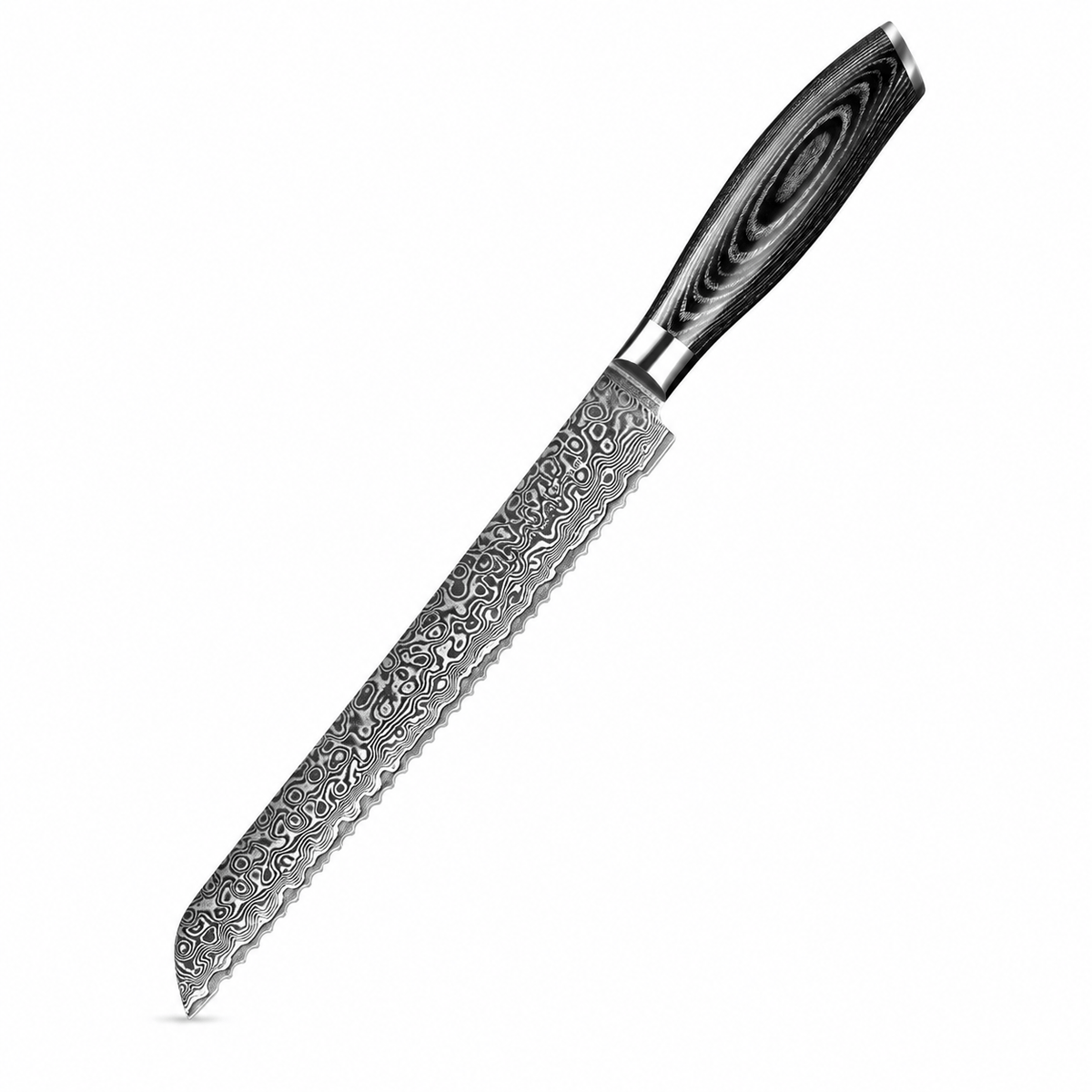 Meito Knives Nenrin - Bread Knife 67-Layer Damascus 8"