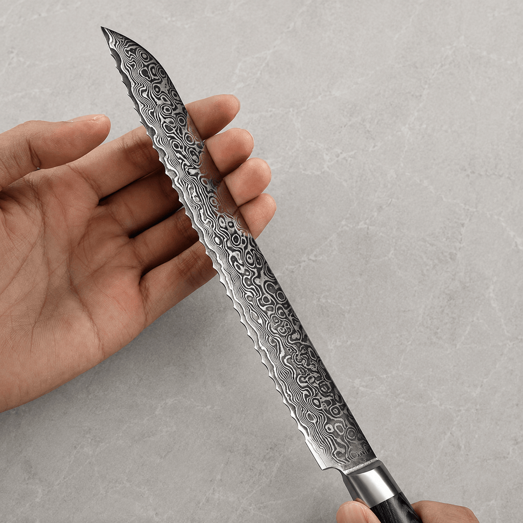 Meito Knives Nenrin - Bread Knife 67-Layer Damascus 8"
