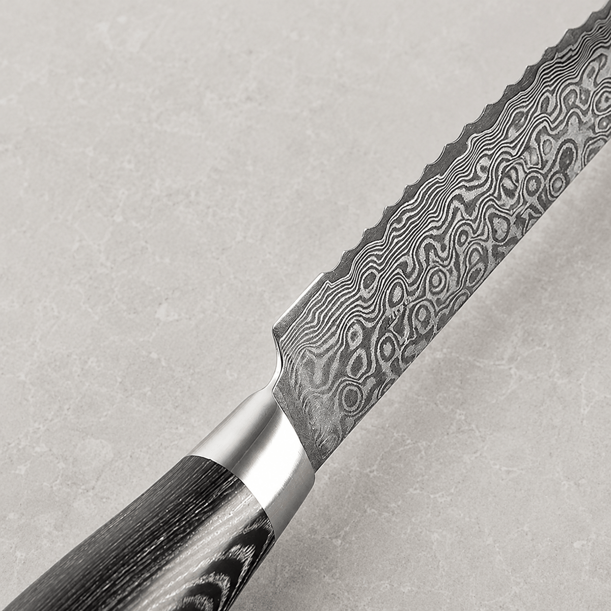 Meito Knives Nenrin - Bread Knife 67-Layer Damascus 8"