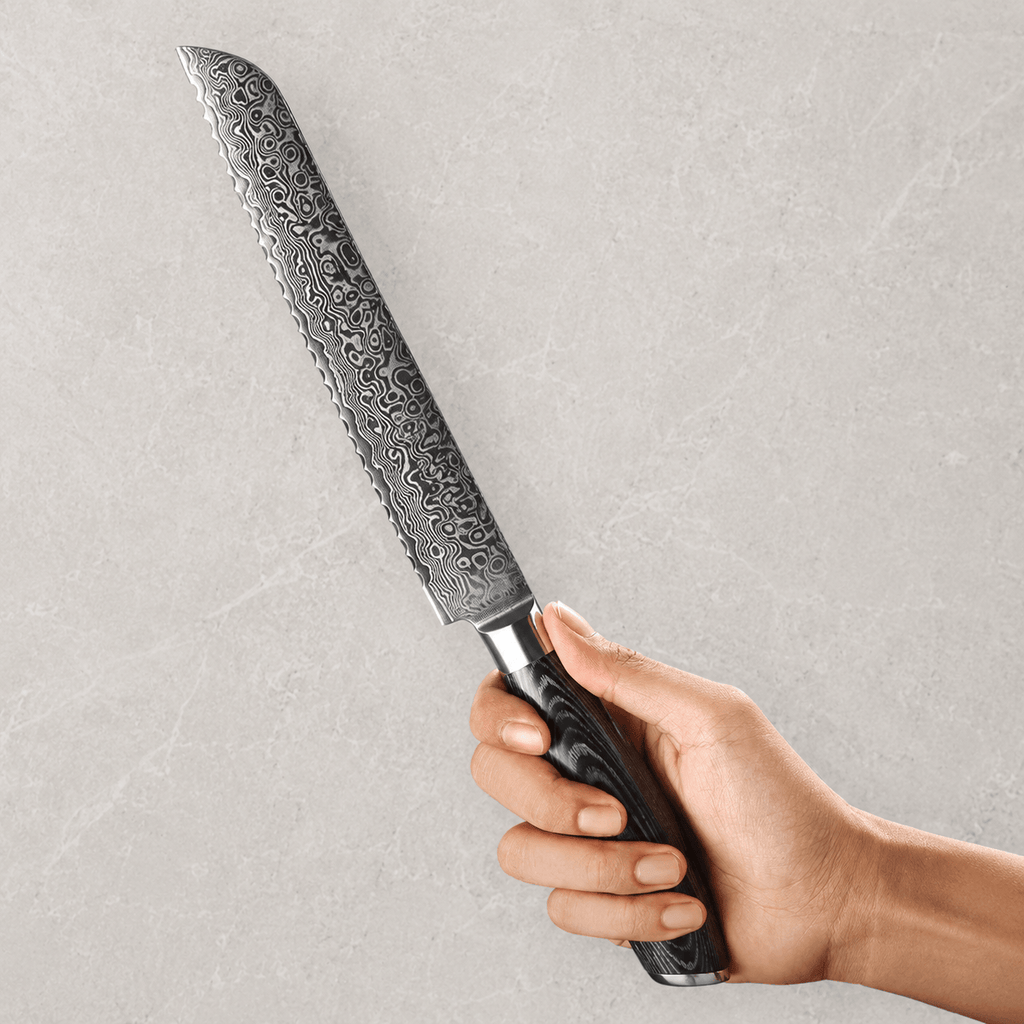 Meito Knives Nenrin - Bread Knife 67-Layer Damascus 8"