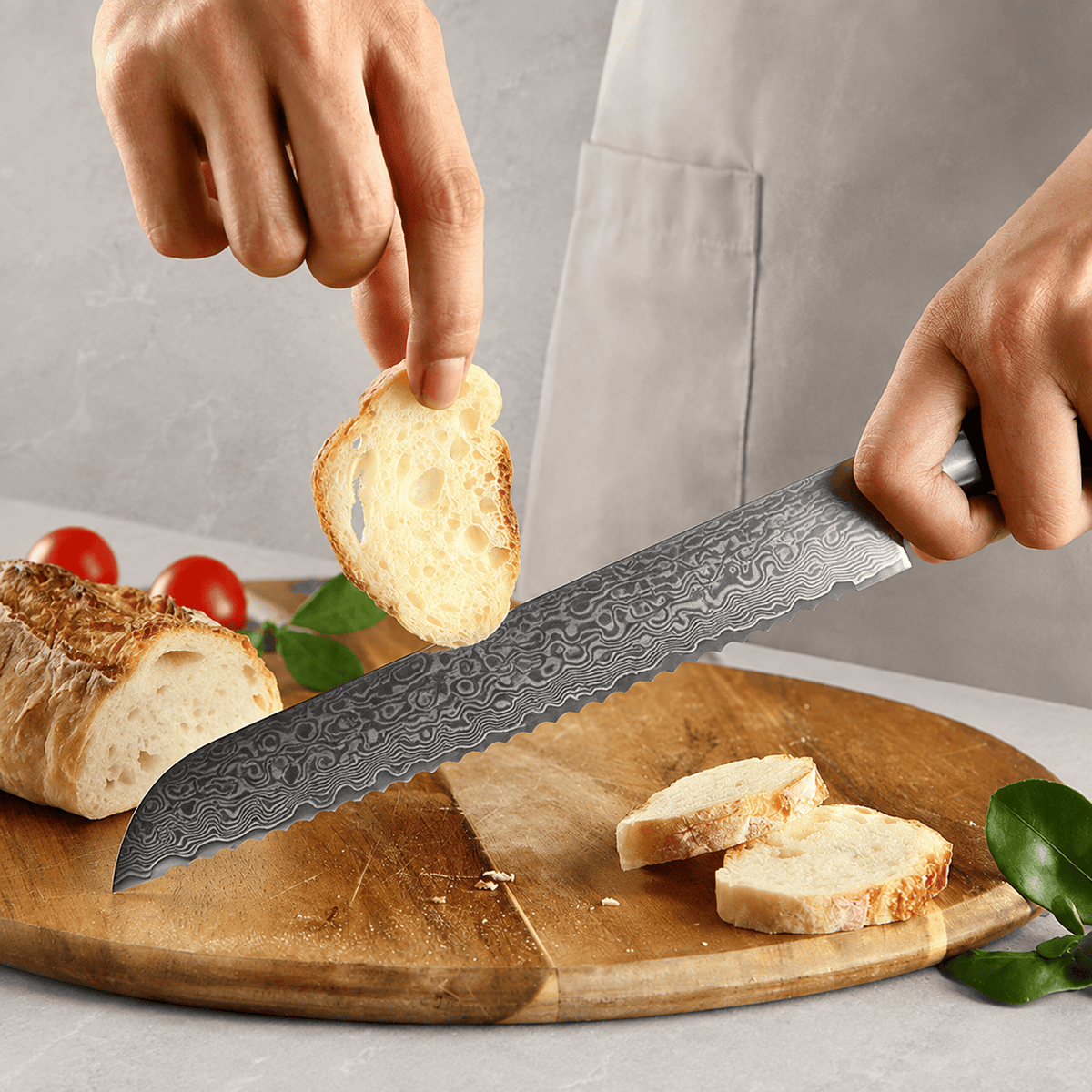 Meito Knives Nenrin - Bread Knife 67-Layer Damascus 8"