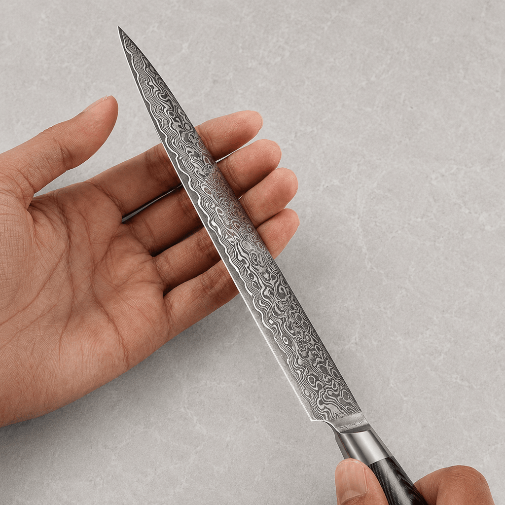 Meito Knives Nenrin - Carving Knife 67-Layer Damascus 8"