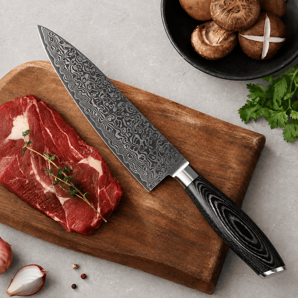 Meito Knives Nenrin - Chef Knife 67-Layer Damascus 7.9"