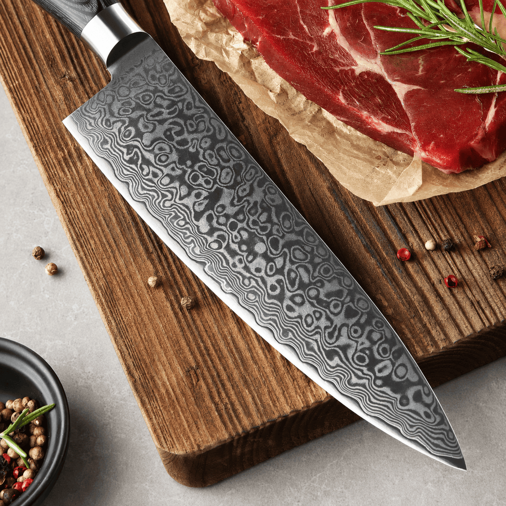 Meito Knives Nenrin - Chef Knife 67-Layer Damascus 7.9"