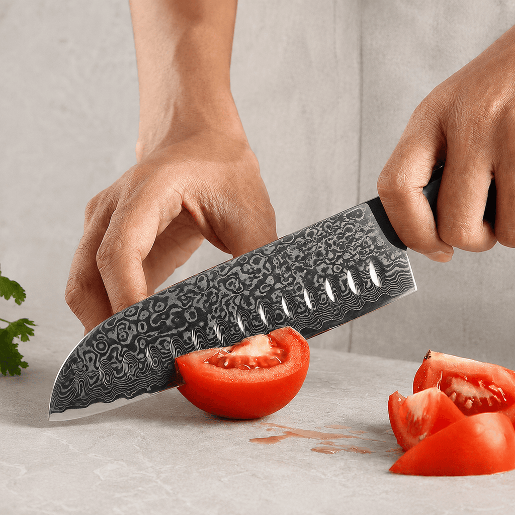 Meito Knives Nenrin - Santoku Knife Damascus 7"